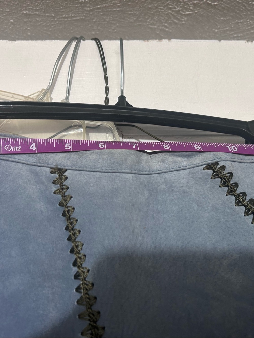 “REASONABLE OFFERS ONLY”! Blue Suede Panel Midi Skirt with Crochet Insets. 💙 - Picture 12 of 15